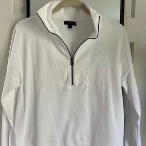 J. Crew White Zip Up Sweater Classic Knit